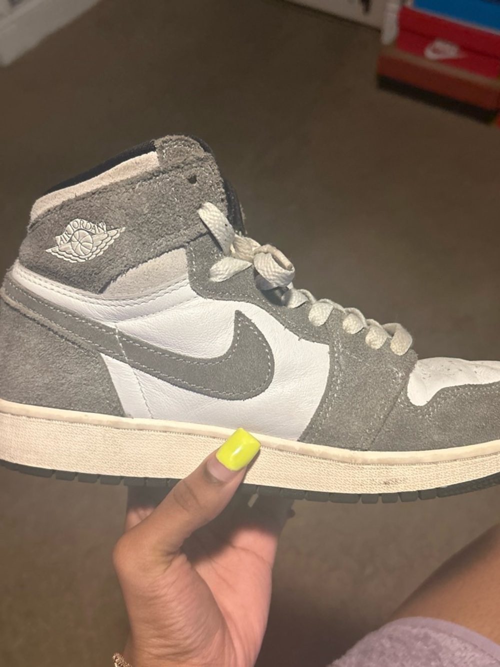 Jordan Kids High-Top Sneakers Gray and White